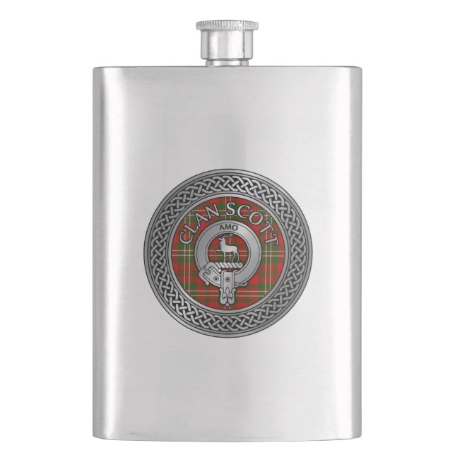 Clan Scott Crest & Tartan Knot Flask (Front)