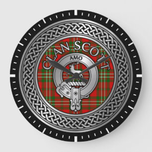 Clan Scott Crest & Tartan Knot Large Clock