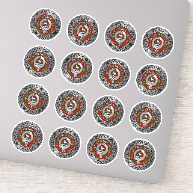 Clan Scott Crest & Tartan Knot Sticker (Detail)