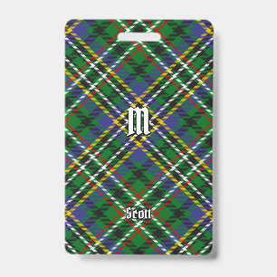 Clan Scott Green Tartan Badge ID Badge