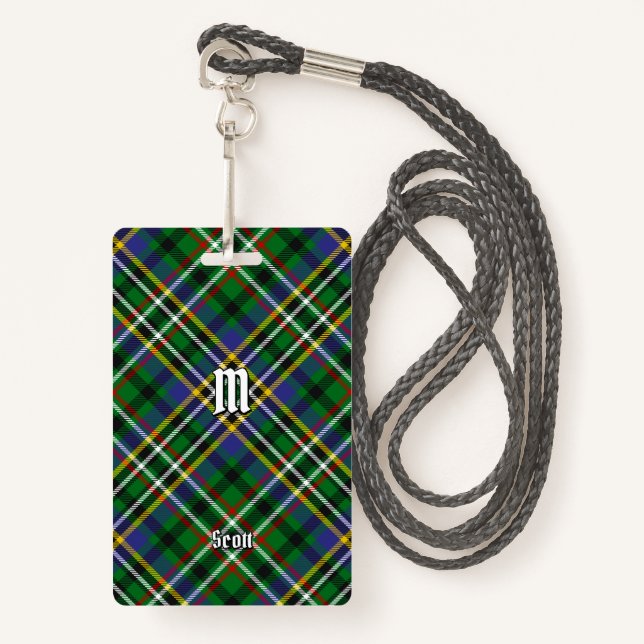 Clan Scott Green Tartan Badge ID Badge (Front with Lanyard)