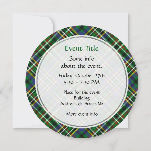 Clan Scott Green Tartan Invitation (Back)