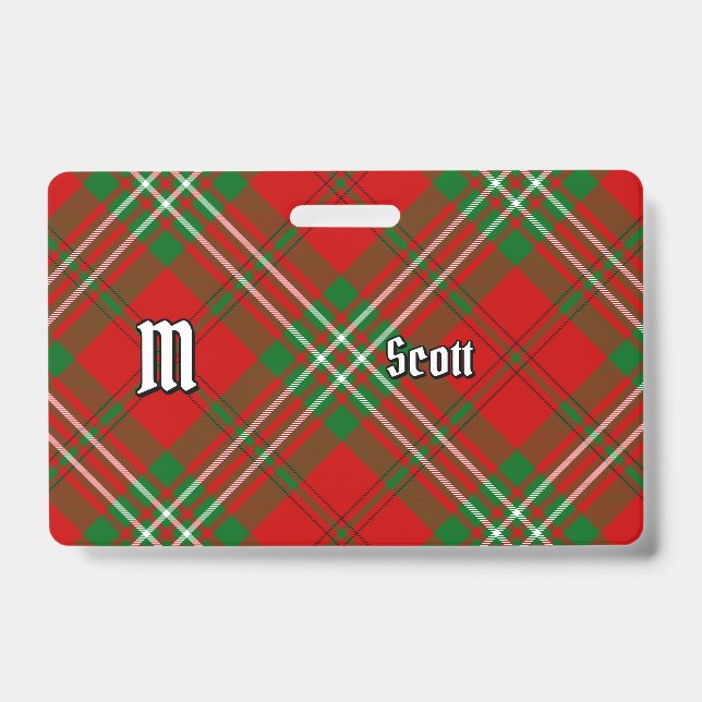 Clan Scott Red Tartan Badge ID Badge (Front)