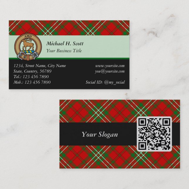 Clan Scott Red Tartan Business Card (Front/Back)