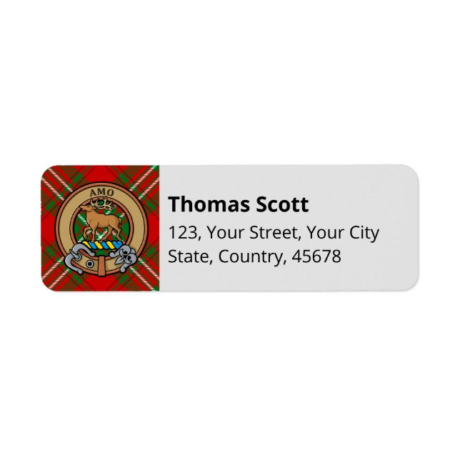 Clan Scott Red Tartan Label Return Address Label (Front)