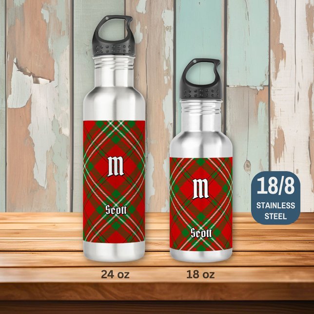 Clan Scott Red Tartan Stainless Steel Water Bottle (Creator Uploaded)