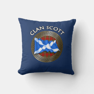 Clan Scott Tartan Knot & Flag Cushion