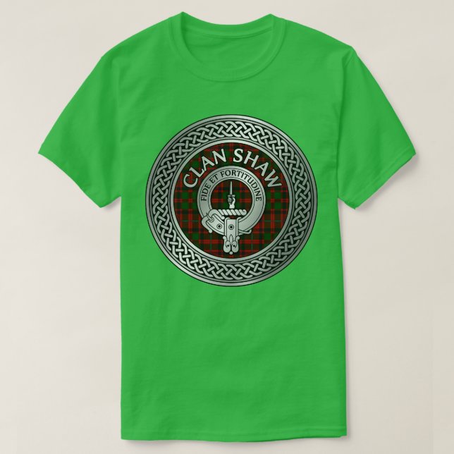 Clan Shaw Crest Tartan Knot T-Shirt (Design Front)