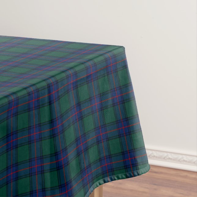 Clan Shaw Green and Royal Blue Scottish Tartan Tablecloth (In Situ)