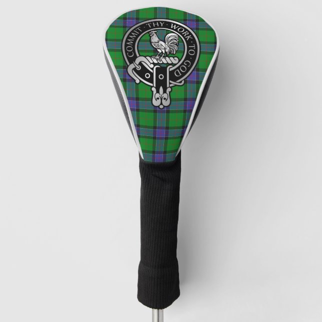Clan Sinclair Crest & Hunting Tartan Golf Head Cover (Front)