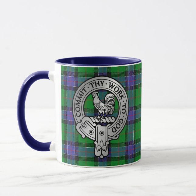 Clan Sinclair Crest & Hunting Tartan Mug (Left)