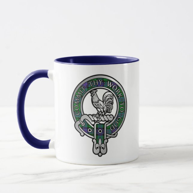 Clan Sinclair Crest & Hunting Tartan Mug (Left)