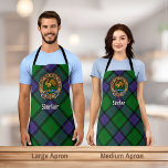 Clan Sinclair Crest over Hunting Tartan Apron<br><div class="desc">Clan Sinclair crest badge surrounded by a strap and buckle over hunting tartan background. Custom text.</div>