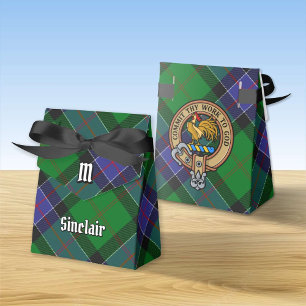 Clan Sinclair Crest over Hunting Tartan Favour Box