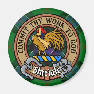 Clan Sinclair Crest over Hunting Tartan Magnet