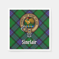 Clan Sinclair Crest over Hunting Tartan