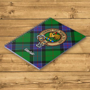 Clan Sinclair Crest over Hunting Tartan Notebook