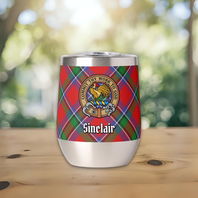 Clan Sinclair Crest over Red Tartan (Creator Uploaded)