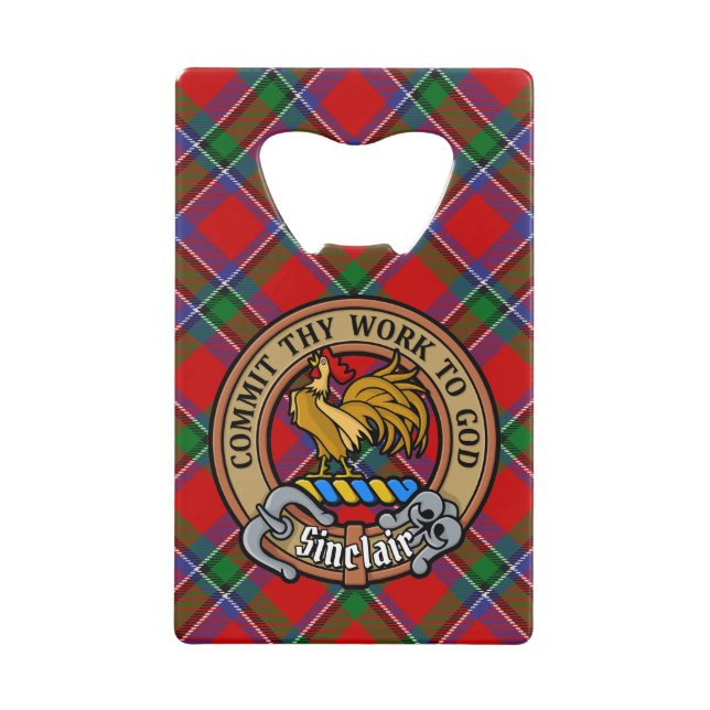 Clan Sinclair Crest over Red Tartan (Front)