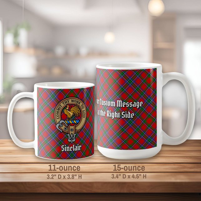 Clan Sinclair Crest over Red Tartan Coffee Mug (Creator Uploaded)