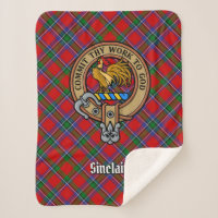 Clan Sinclair Crest over Red Tartan