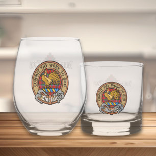 Clan Sinclair Crest over Red Tartan Whiskey Glass