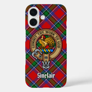 Clan Sinclair Crest over Tartan iPhone 16 Case