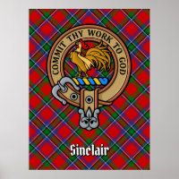 Clan Sinclair Crest over Tartan