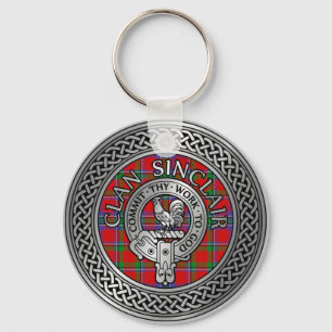 Clan Sinclair Crest & Tartan Knot Key Ring