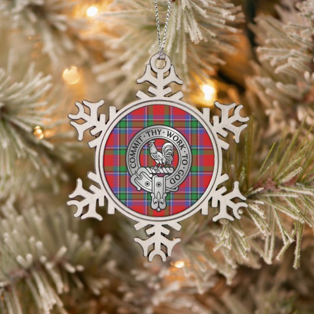 Clan Sinclair Crest & Tartan Snowflake Pewter Christmas Ornament (Tree)
