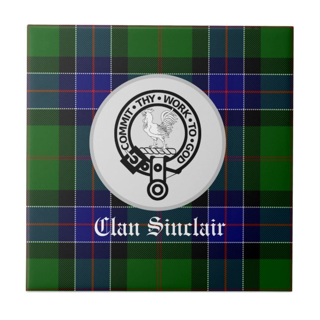 Clan Sinclair Tartan & Crest Badge Ceramic Tile (Front)