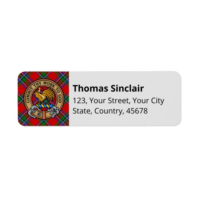 Clan Sinclair Tartan Return Address Label (Front)