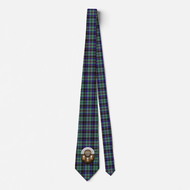 Clan Stevenson Tartan And Sporran Tie (Front)