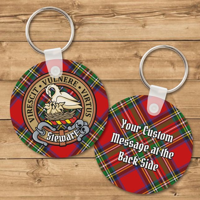 Clan Stewart Crest over Royal Tartan Key Ring (Creator Uploaded)