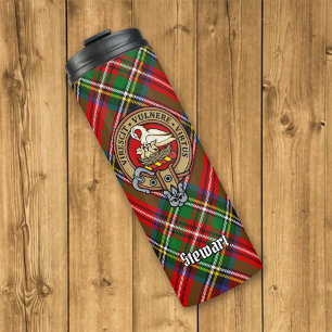 Clan Stewart Crest over Royal Tartan Thermal Tumbler