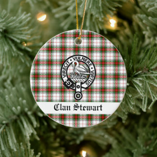 Clan Stewart Crest & Tartan Keepsake Ceramic Ornament