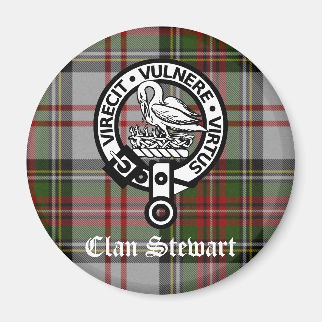 Clan Stewart Crest & Tartan Magnet (Front)