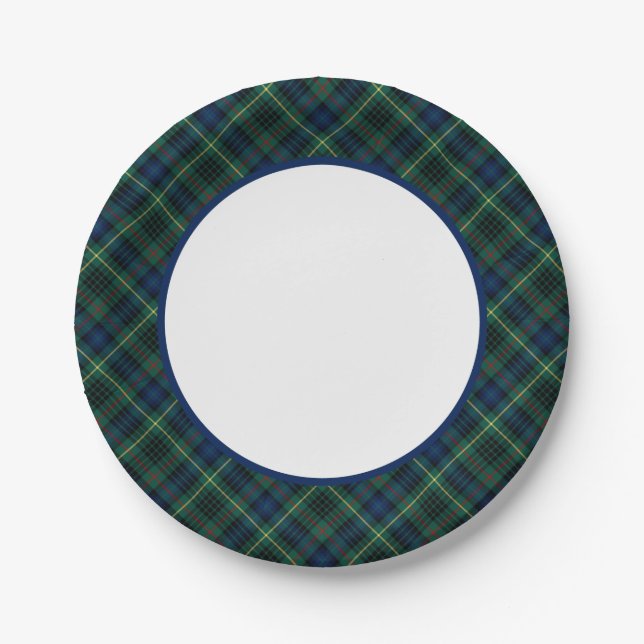 Clan Stewart Hunting Tartan Border Paper Plate (Front)
