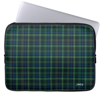 Clan Stewart Hunting Tartan Green Plaid Monogram Laptop Sleeve