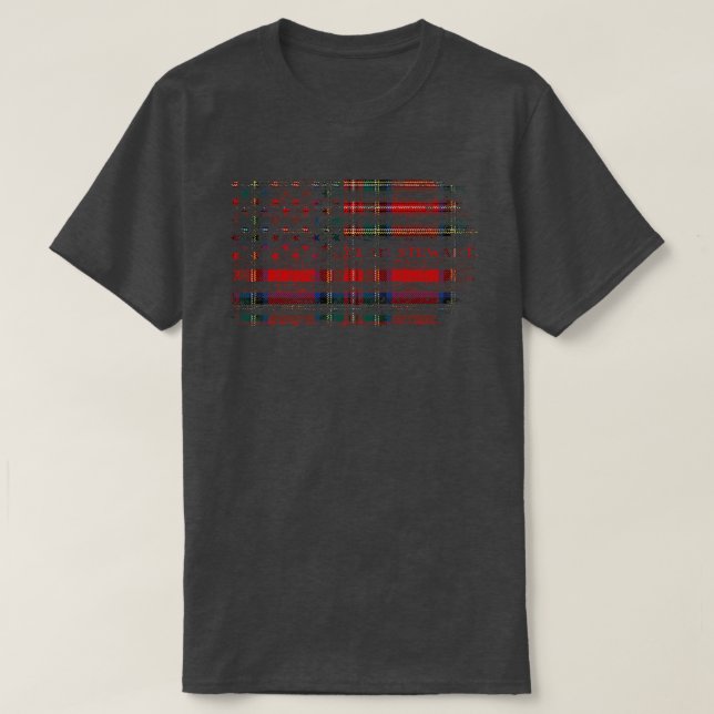 Clan Stewart Royal Scottish tartan US flag kilt Sc T-Shirt (Design Front)