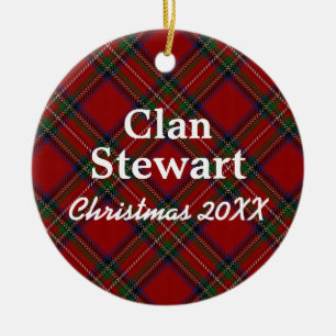 Clan Stewart Scottish Tartan Ceramic Tree Decoration
