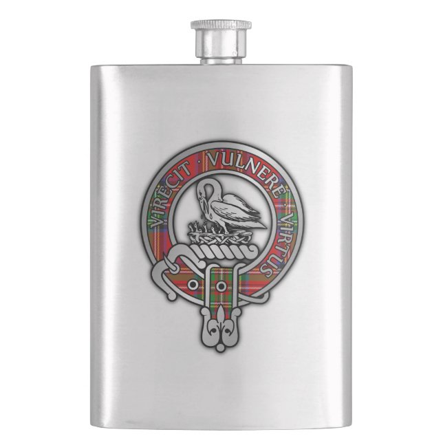 Clan Stewart | Stuart Crest & Tartan Flask (Front)