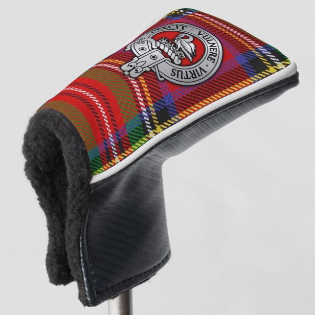 Clan Stewart | Stuart Crest & Tartan Golf Head Cover (3/4 Front)