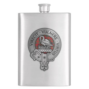 Clan Stewart Stuart Crest & Tartan Hip Flask