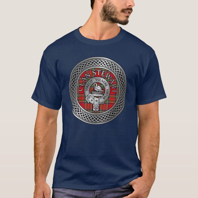 Clan Stewart | Stuart Crest & Tartan Knot T-Shirt (Front)
