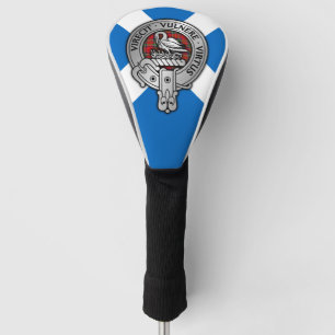 Clan Stewart Stuart Crest & Tartan on Saltire Golf Head Cover