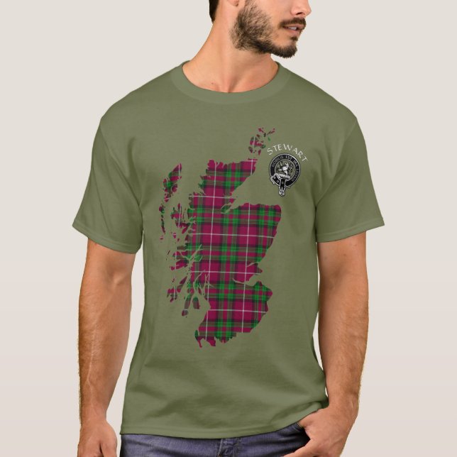 Clan Stewart | Stuart of Bute Map & Crest T-Shirt (Front)