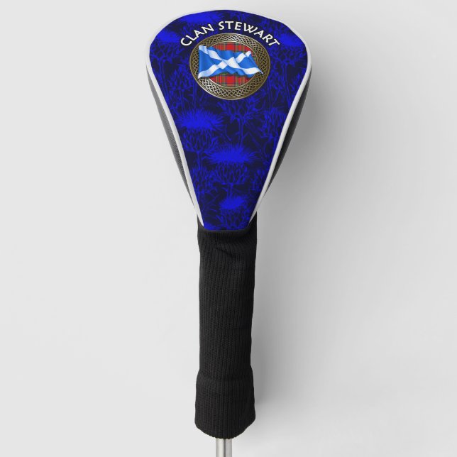 Clan Stewart Tartan Knot & Flag Golf Head Cover (Front)