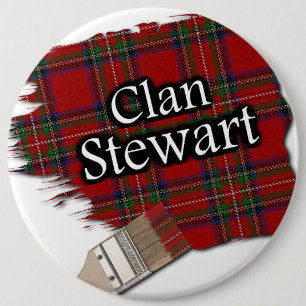 Clan Stewart Tartan Paint Brush 6 Cm Round Badge