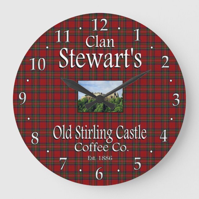 Clan Stewart's Old Stirling Castle Coffee Co. Large Clock (Front)